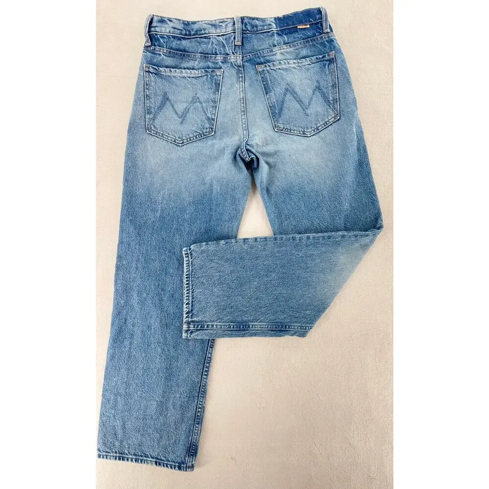 Mother Jeans The Newbie Ankle Mid Rise Straight 100% Cotton Wipeout 26